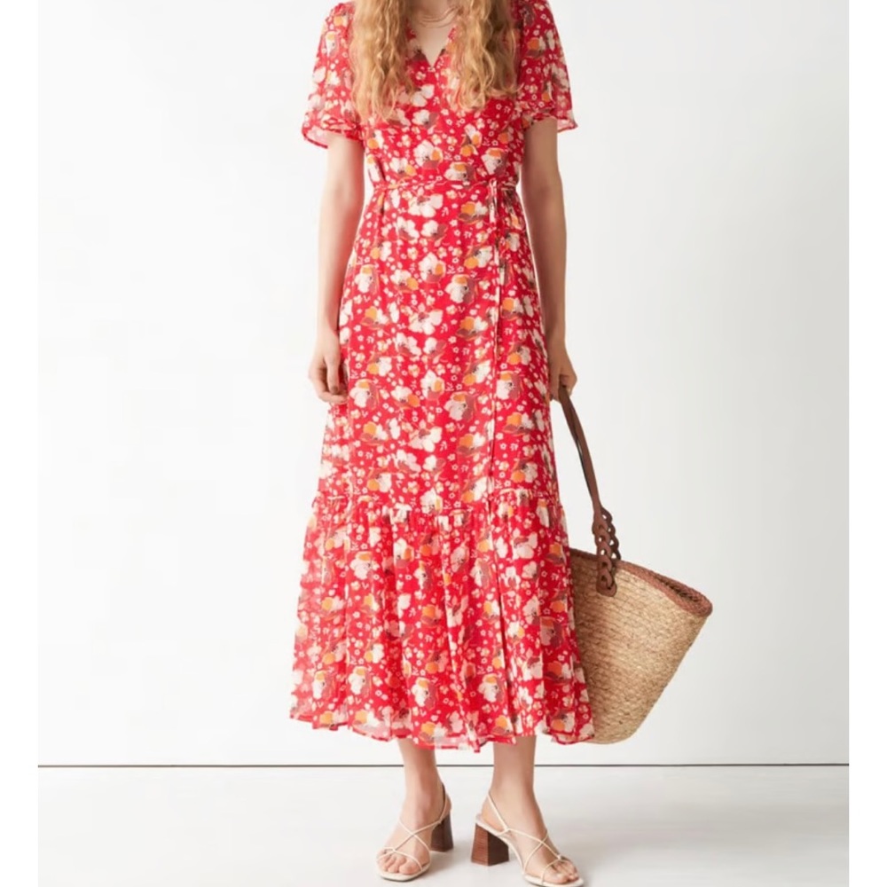 & Other Stories
Women's Red Flutter Sleeve Wrap Midi Dress